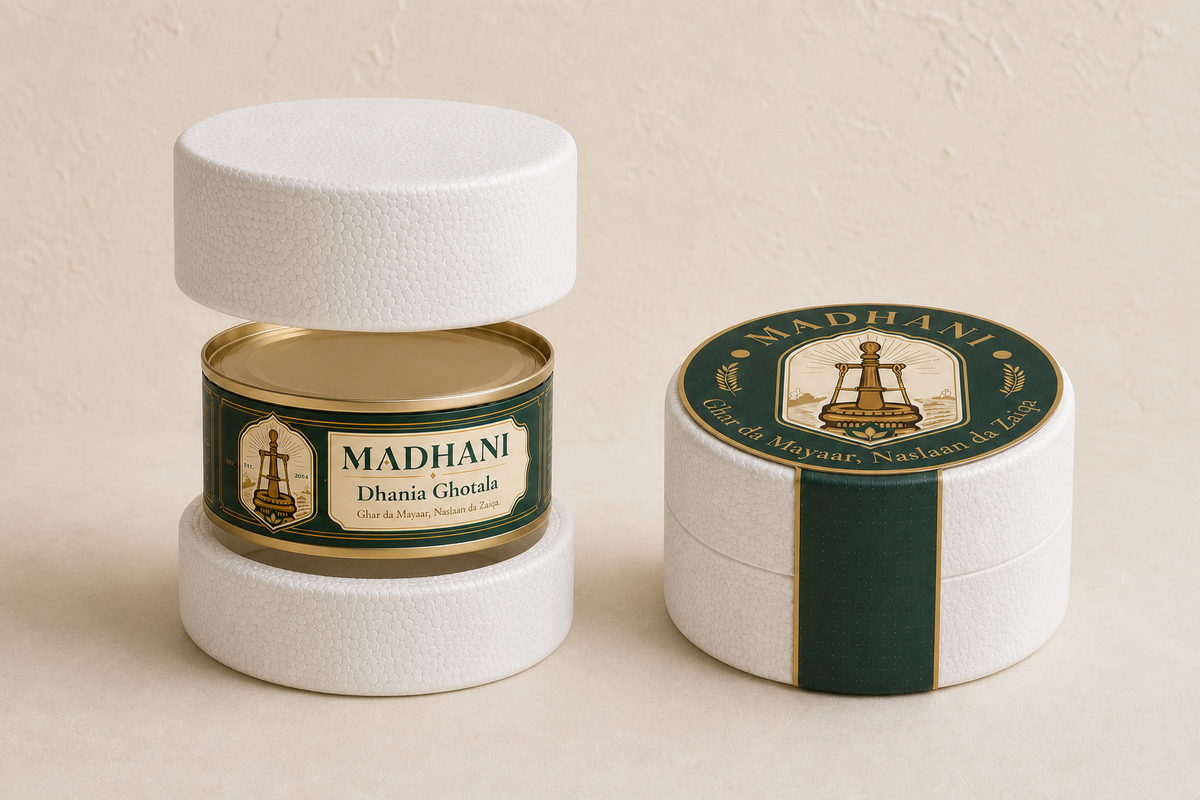 Madhani Dhania Ghotala in its protective delivery packaging